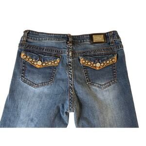 Iron Horse Western Bootcut Jeans Women's Sz 8 Studded Flap Pockets Medium Wash